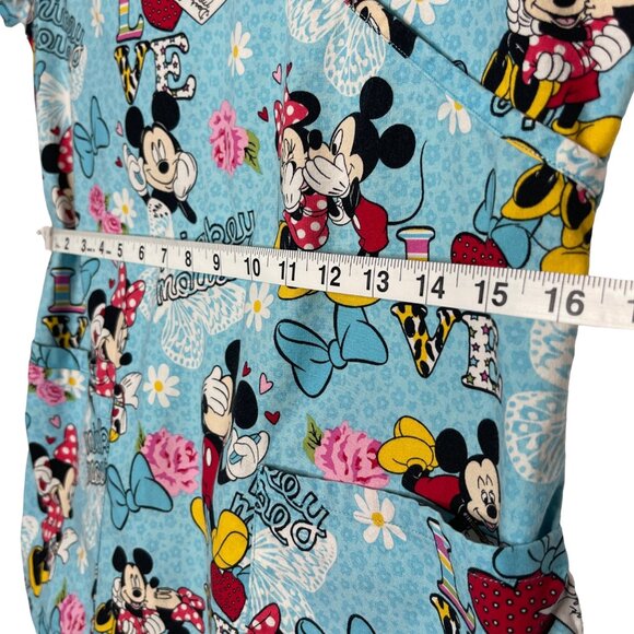 Disney Women's Scrubs Top Mickey & Minnie Call Me Mickey Blue Sz XS - Picture 12 of 12